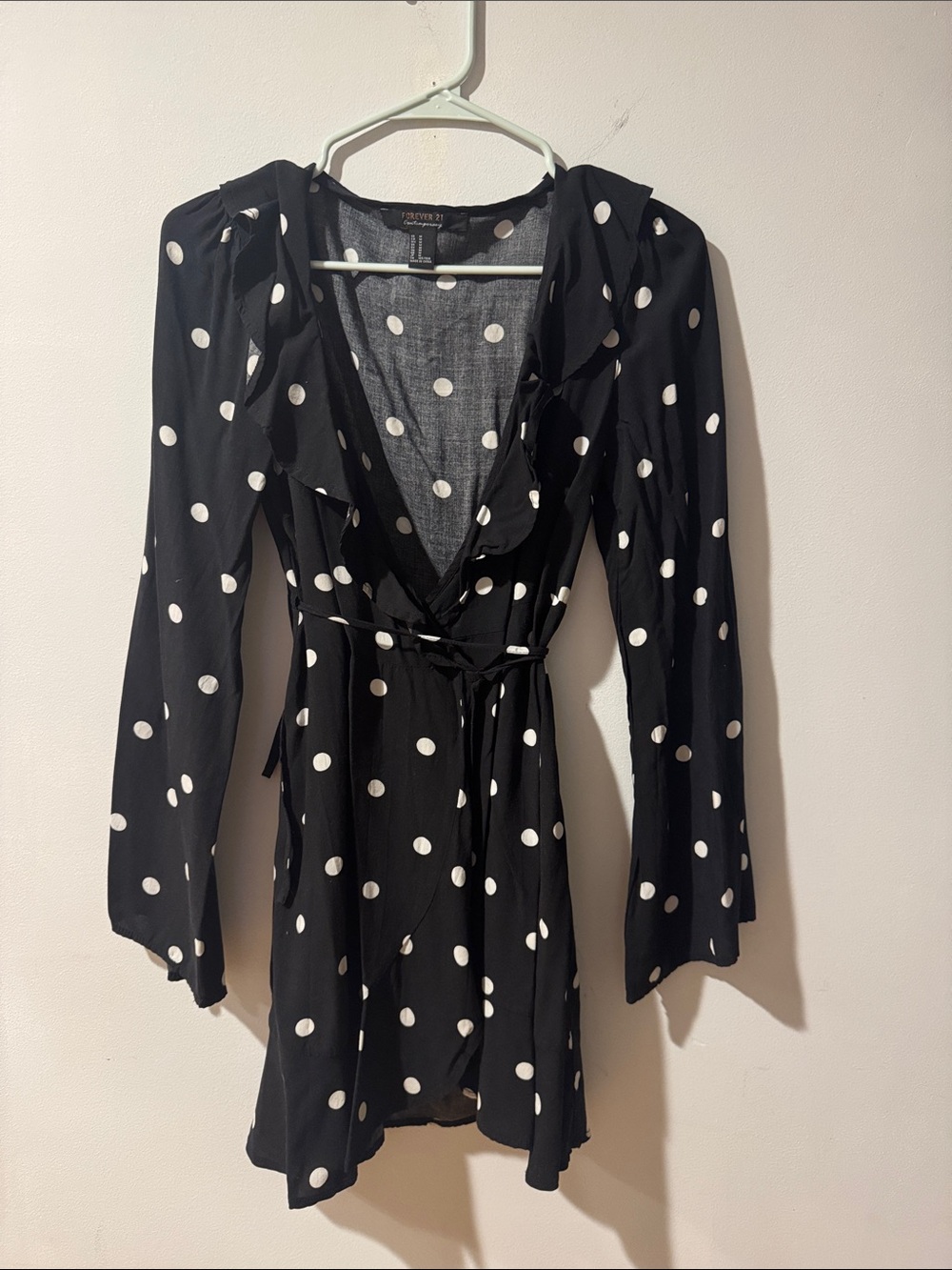 FOREVER 21• polka dot ruffle wrap dress